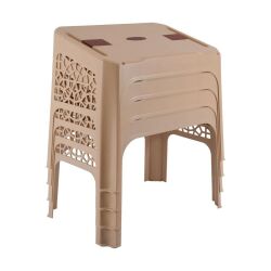 3 mal Rahle - Korantisch, stapelbar (Kunststoff Beige / Braun)