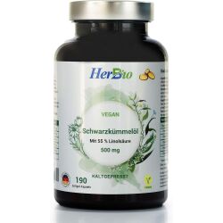 HerbBio - Schwarzkümmelöl 500mg Vegan 190 Kapseln
