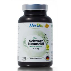 HerbBio - Bio Schwarzkümmelöl 500mg Vegan 190...