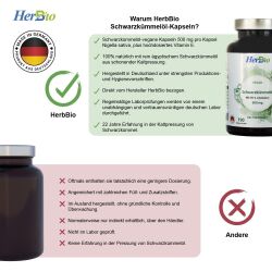 HerbBio - Bio Schwarzkümmelöl 500mg Vegan 190 Kapseln